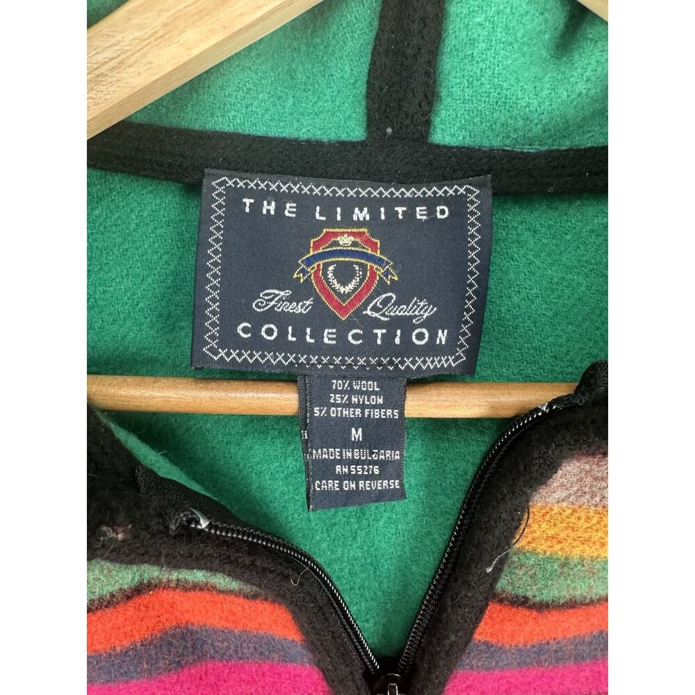 VTG Y2K The Limited Collection Striped Full Zip Blanket Coat Womens Med Colors - Picture 2 of 8